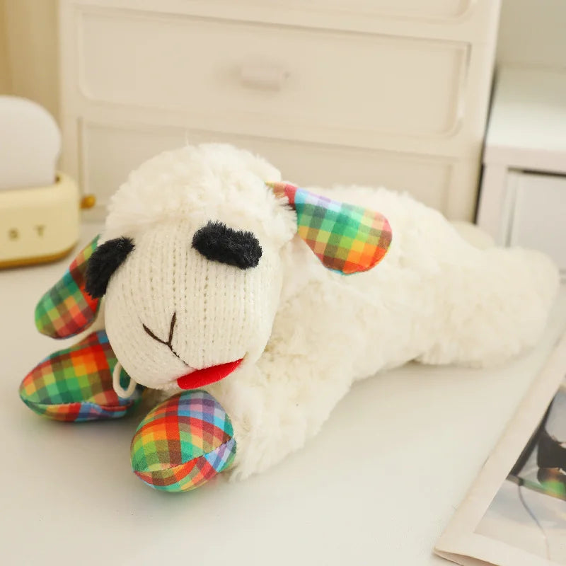 Plush Dog Toys With Squeaky, Lying Sheep Plush Stuffed Interactive Toys For Dog Pet Toy Supplies