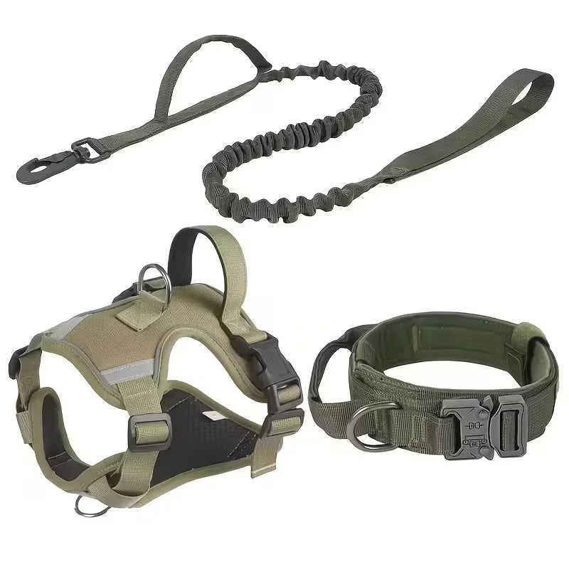 Dog harness with leash,dog collar,Heavy-Duty Dog Harness with Anti-Slip Padding, Front Leash Connector & Secure Buckles