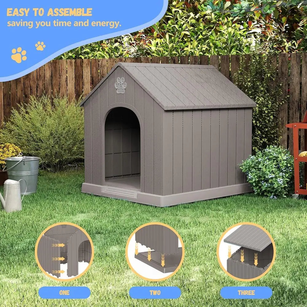 Compact Resin Dog House: Weatherproof Indoor/Outdoor Kennel for Small Dogs, Ideal for Home, Garden & Balcony