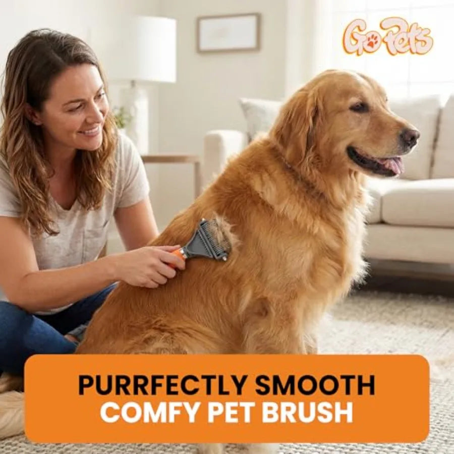 GoPets 2-in-1 Demating Comb for Dogs, Pet Grooming Rake, Double-Sided Dog Brush for Shedding, de-shedding Brush for Cats