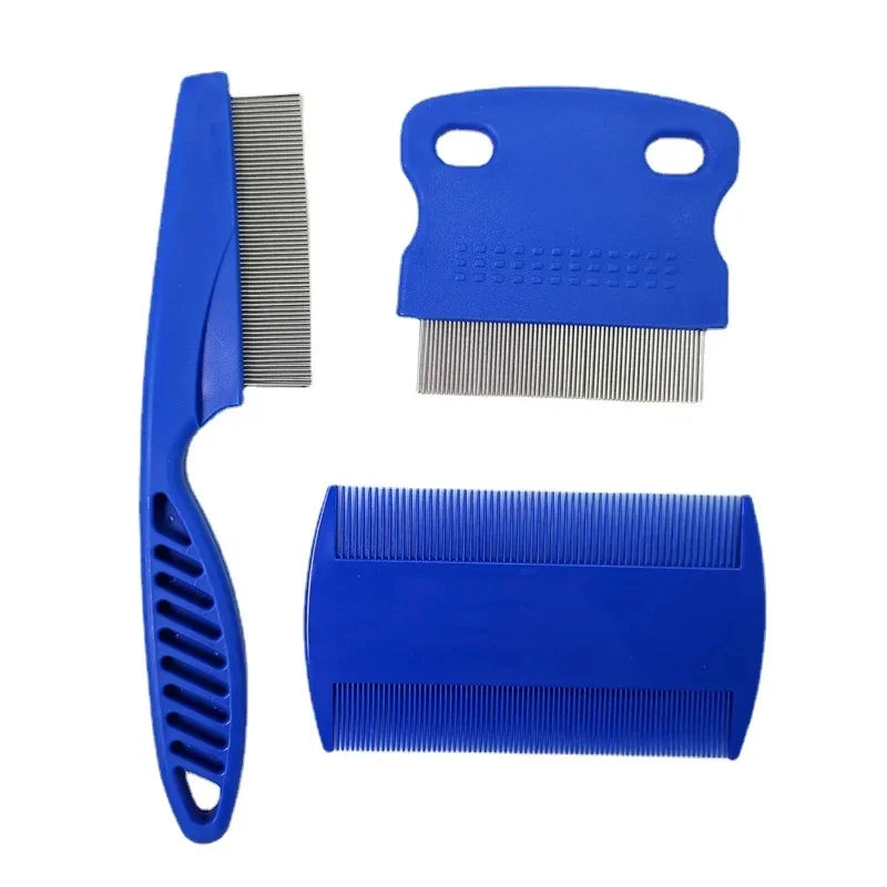 Flea Comb for Cat & Dog Grooming. 3 Pcs/comb set Removes Mucus and Crust Small Lice Fleas