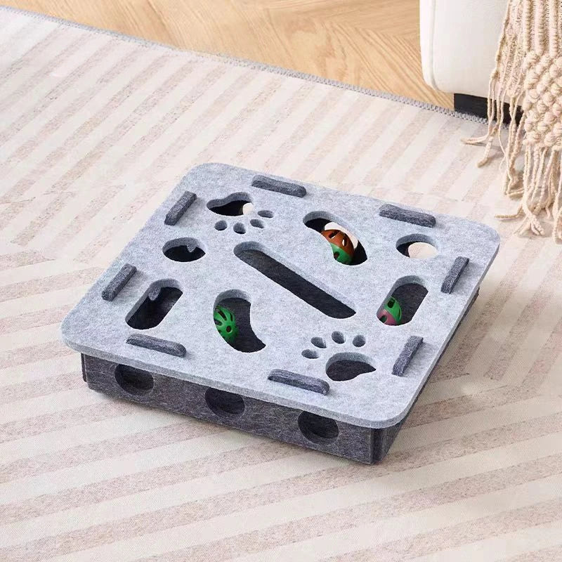 Cat Puzzle Toy Felt Puzzle Box Cat Exercise Toy With Ball Indoor Sports Entertainment Hunting Cat Toys For Indoor Cats