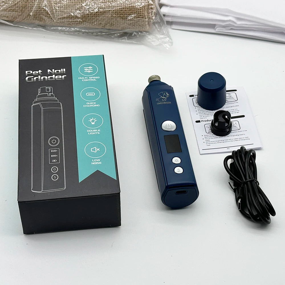 Professional Dog Nail Grinder, Electric Pet Nail Trimmer, Painless Paws Grooming Machine for Small, Medium & Large Dog & Cats with Low Noise