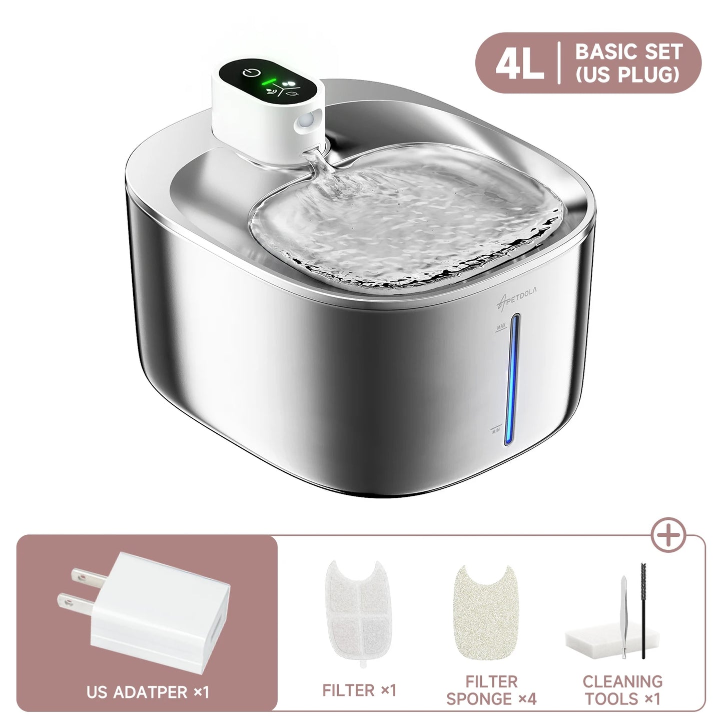 APETDOLA 4L Wireless Water Fountain Auto Sensor Drinking Fountain For Cats Dog, Drinker Pet Water Dispenser Accessories