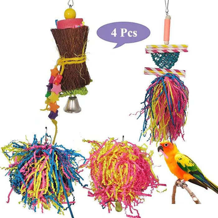 Bird Parrot Toy Set Colorful Shredder Foraging