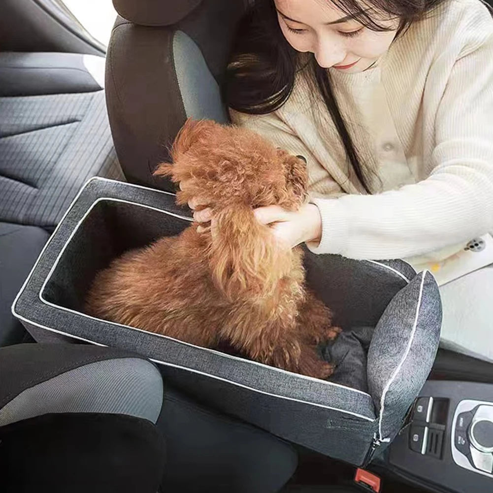 Multipurpose Center Console Dog Car Seat with Shoulder Straps Portable Pet Booster Seats Puppy Dog Bed for Small Dogs