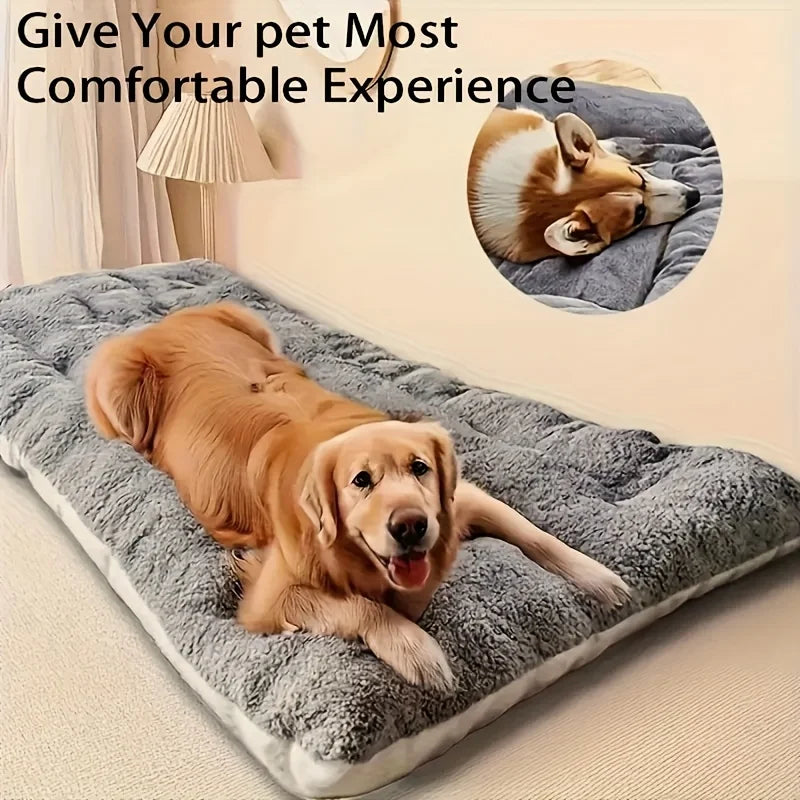 Oversized Plush Dog & Cat Bed and Crate Pad. Ultra Soft Polyester Pet Mat for All Size Cats & Dogs.