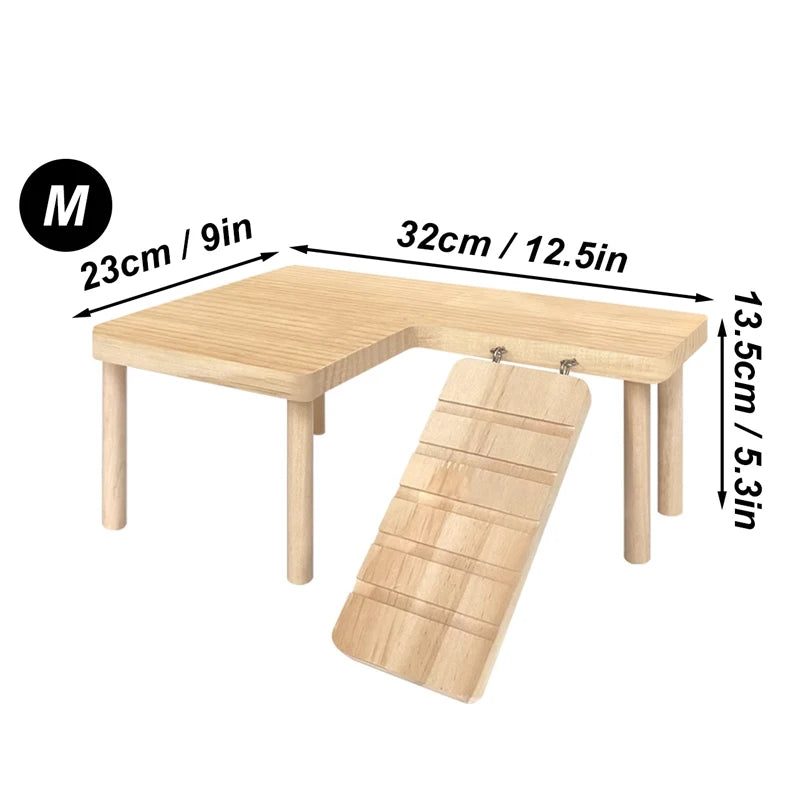Hamster Wooden Ladder Platform Jumping Board Playground Hamster Climbing Toy Small Pets Stairs Toy Hamster Mice Cage Accessories