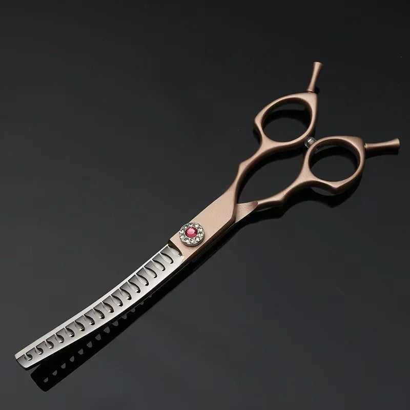 7 inch Dog Curved Chunkers Shears Curved Thinning scissors Stainless Steel Dog Grooming Scissors Special Designed For Pet