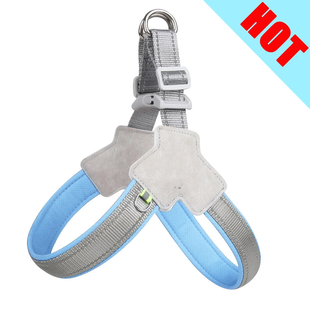 Pet Dog Harness for Small Medium Big Dogs & Cats for Hiking and Walking, Adjustable Reflective Chest Strap