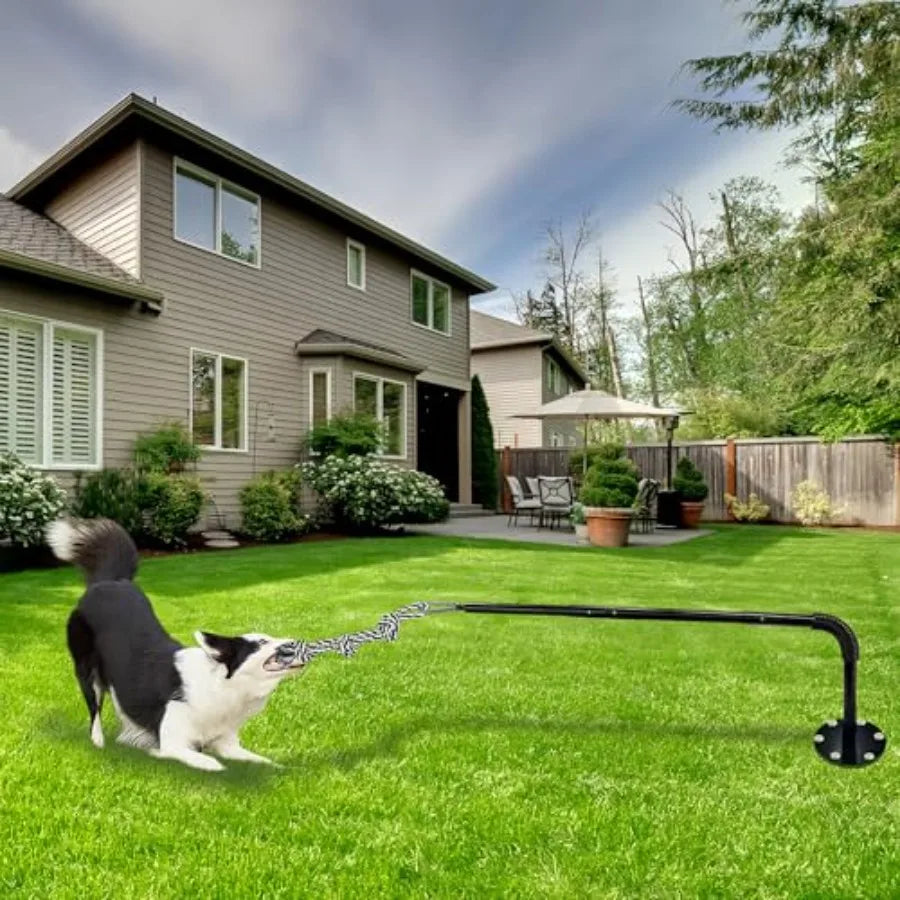 Tether Tug Outdoor Dog Toy. Interactive Exercise Game for Yards. Tether Tug with 2 Rope Toy and Bell for Large Medium Small Dogs