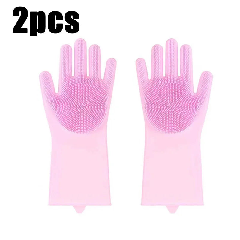 Pet Bathing Glove - Silicone Scrubber Mitt for Dogs & Cats, Massage & Deshedding, Waterproof, Bite-Resistant (Blue/Pink)