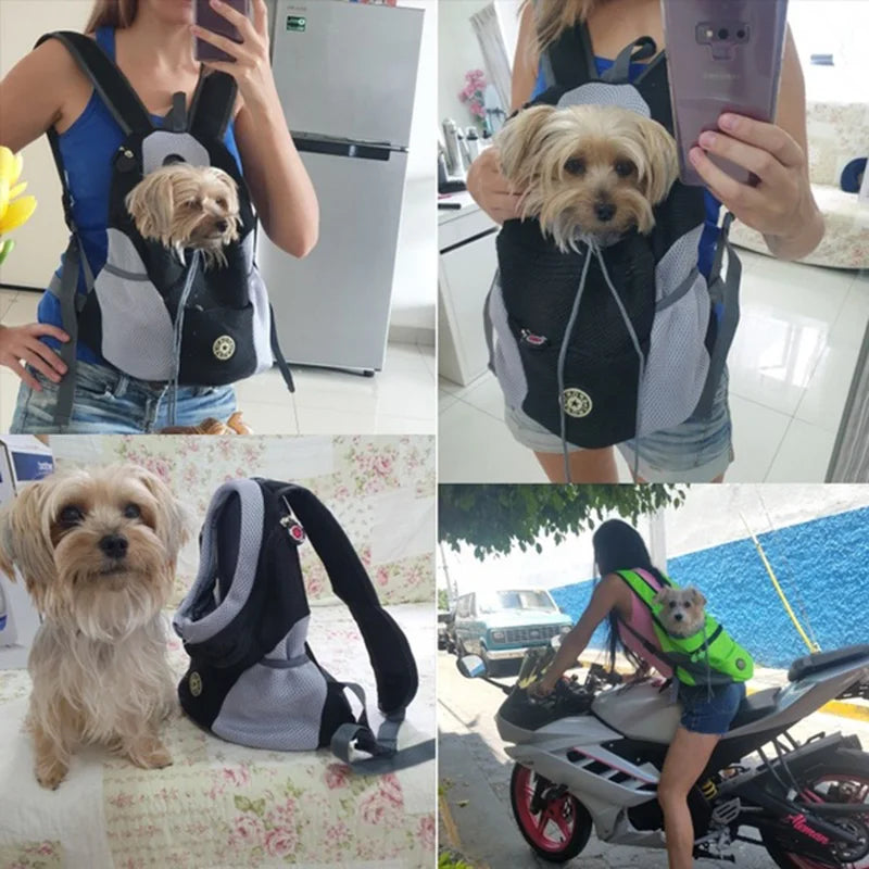 Outdoor Pet Dog & Cat Carrier Bag, Portable Travel Backpack  and Front Bag with Double Shoulder Mesh Backpack