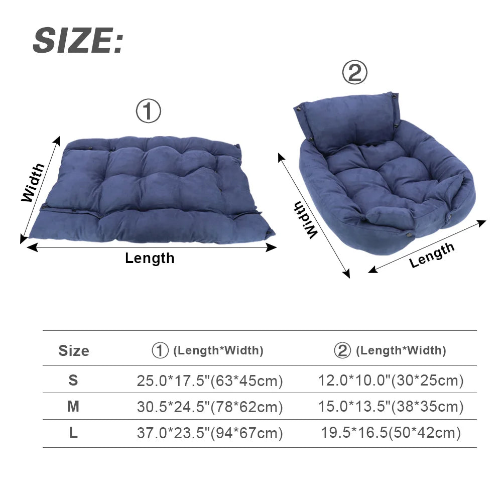 Multifunction Dog Bed Mat, 3 IN 1 Dogs & Cat Sleeping Bed , Sofa & Warm
