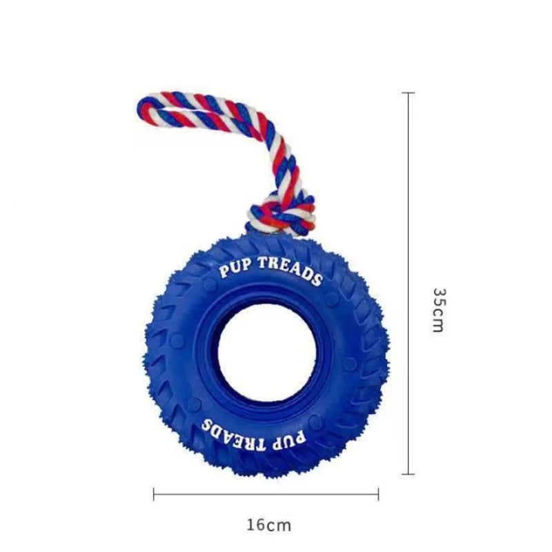Dog Toys Tire Natural Rubber Squeaks Strong Durable Pulling Tugging Interactive Cleaning Teeth Suitable Large Dogs Chew Toys