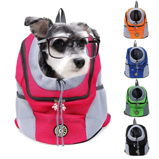 Pet Dog Carrier Bag Out Double Shoulder Portable Travel Backpack Outdoor Pet Dog Front Bag Mesh Backpack Head Pet Supplies