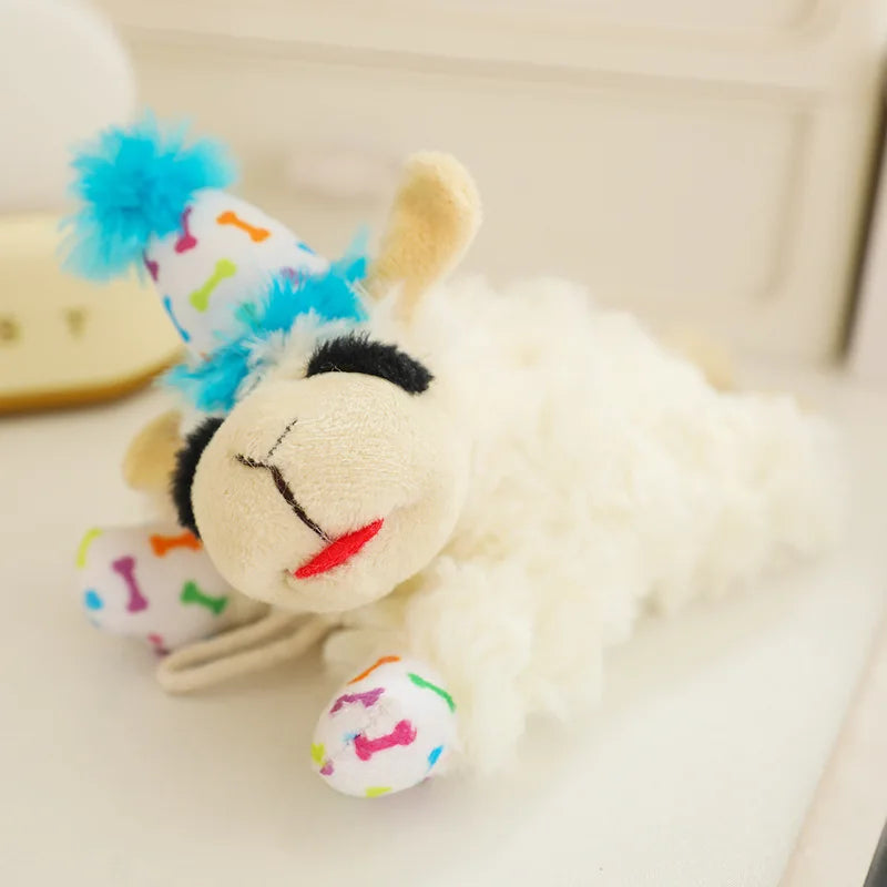 Plush Dog Toys With Squeaky, Lying Sheep Plush Stuffed Interactive Toys For Dog Pet Toy Supplies