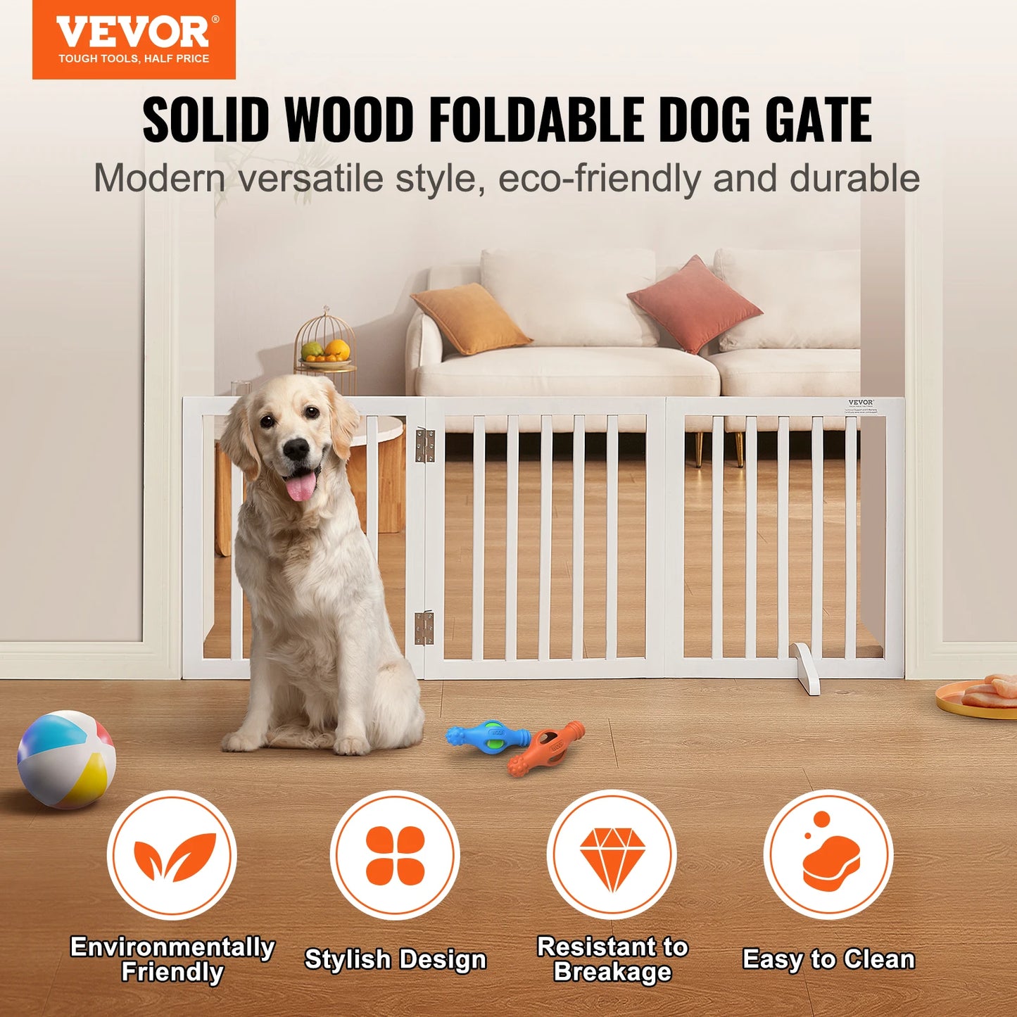 Free Standing Dog Gate Freestanding Pet Gate 3 Panels Foldable Dog Gate for Narrow Passageways Expandable Dog Barrier