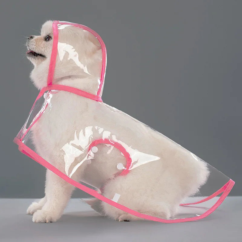 Dog Raincoat Poncho with Belly Coverage, Waterproof Dog Jacket with Hood for Small Dogs, Adjustable Reflective Pet Raincoat