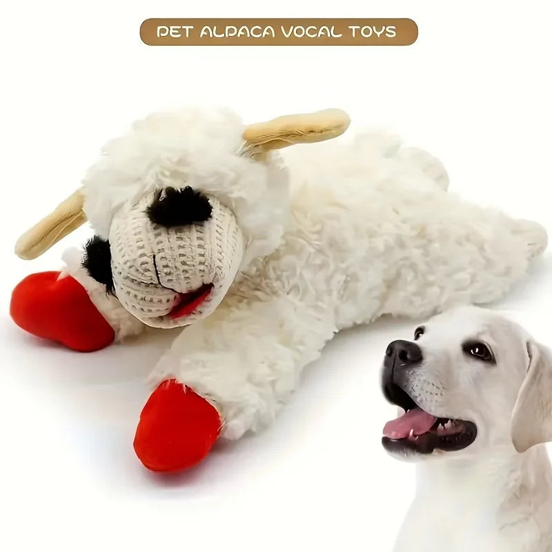 Plush Dog Toys With Squeaky, Lying Sheep Plush Stuffed Interactive Toys For Dog Pet Toy Supplies