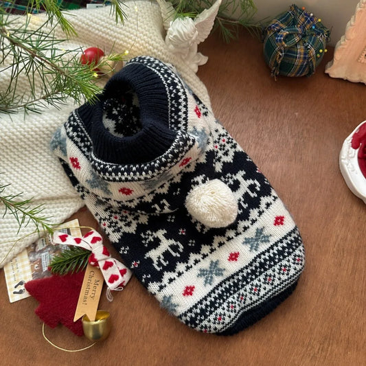 Christmas Hooded Sweater Autumn Winter Cat Dog Pet Clothes Warm Soft Comfortable Holiday Atmosphere Party Dressing Photography