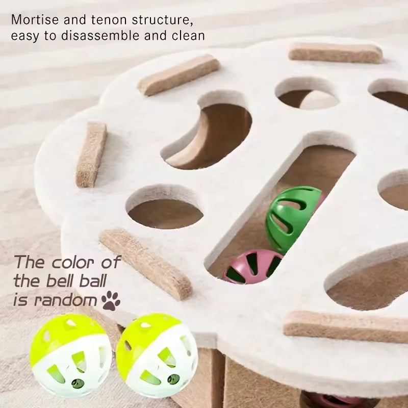 Cat Puzzle Toy Felt Puzzle Box Cat Exercise Toy With Ball Indoor Sports Entertainment Hunting Cat Toys For Indoor Cats