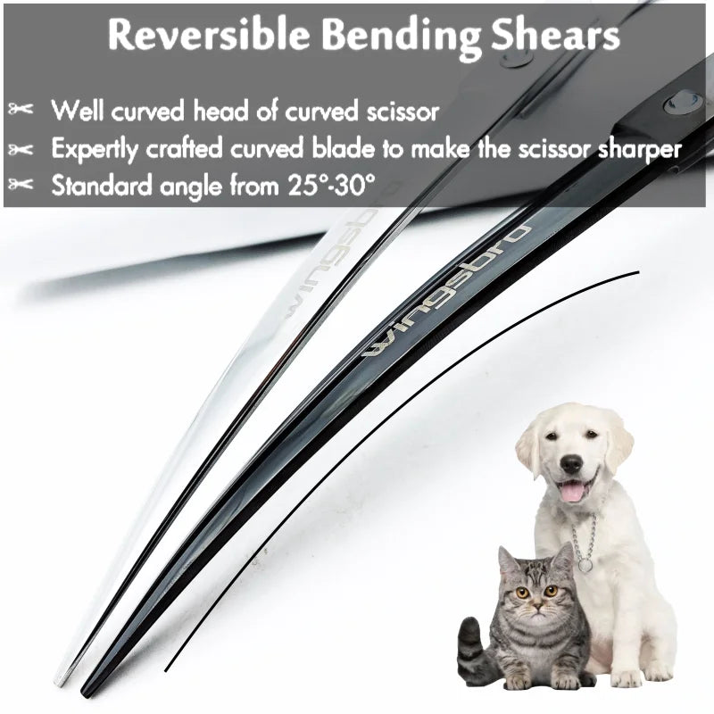 Wingsbro 9 inch Professional Pet Grooming Scissors, Animal Hair Trimming for Dog, Dog Grooming Curved Shears