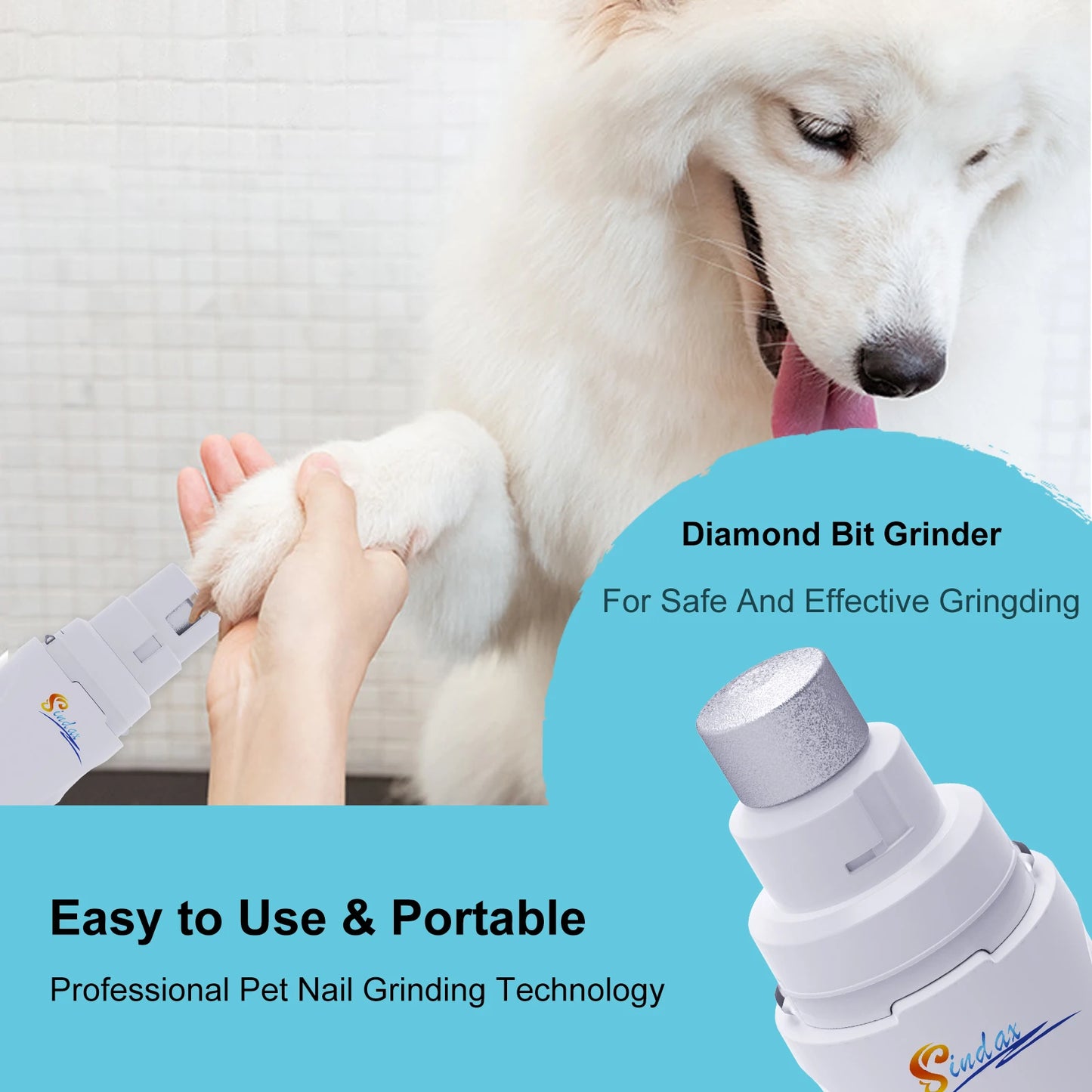 Dog Nail Grinder USB Rechargeable Electric Pet Paws Clipper & Trimmer Painless Paws Grooming Quiet 2-Speed Dog Nail File