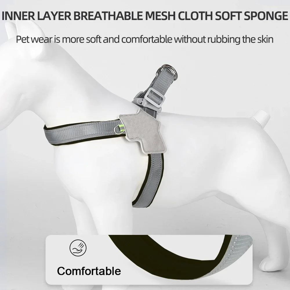 Pet Dog Harness for Small Medium Big Dogs & Cats for Hiking and Walking,  Adjustable Reflective Chest Strap