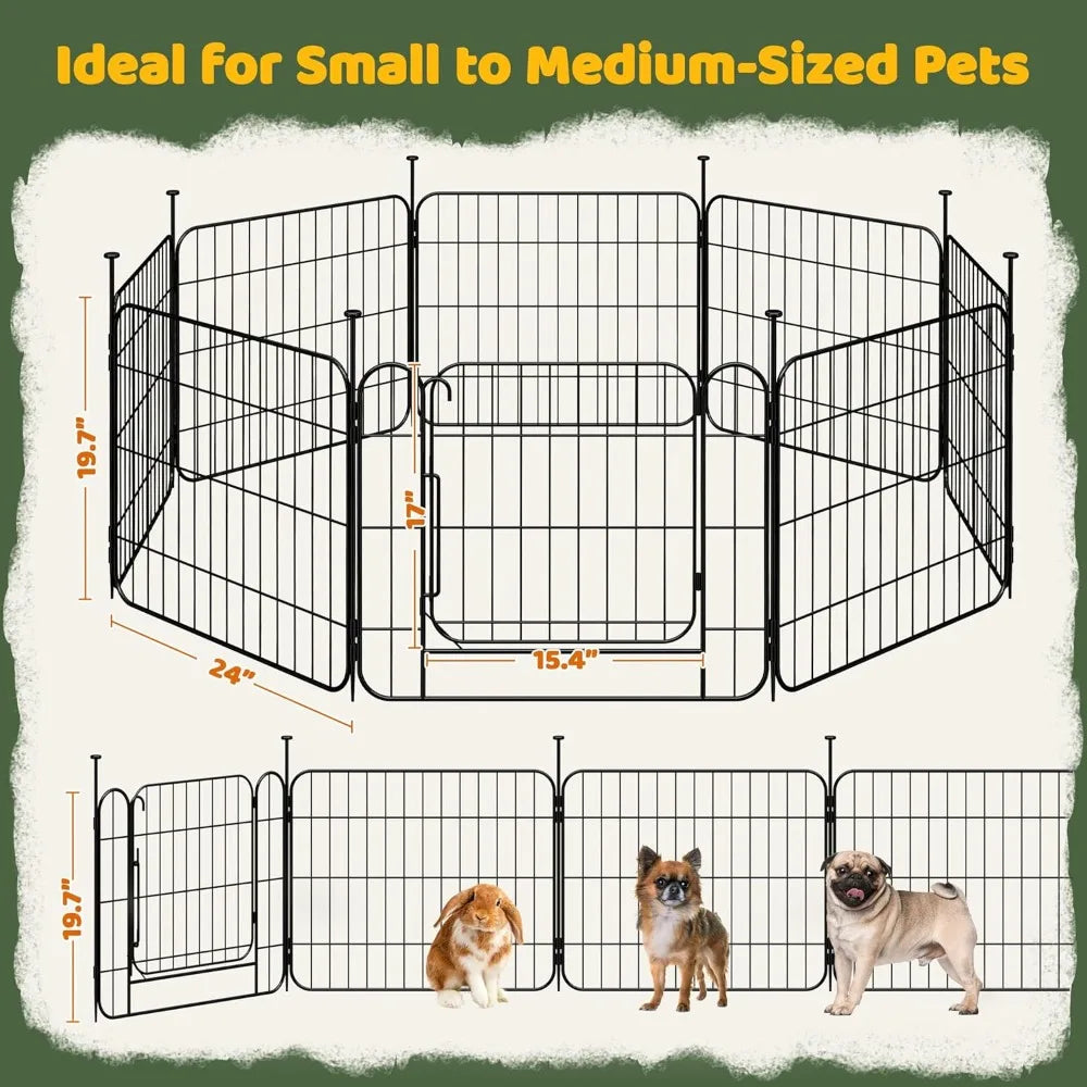 Expandable Dog Playpen, 8 Panel 20 inch Puppy Playpen with Door Indoor/Outdoor Pet Fence
