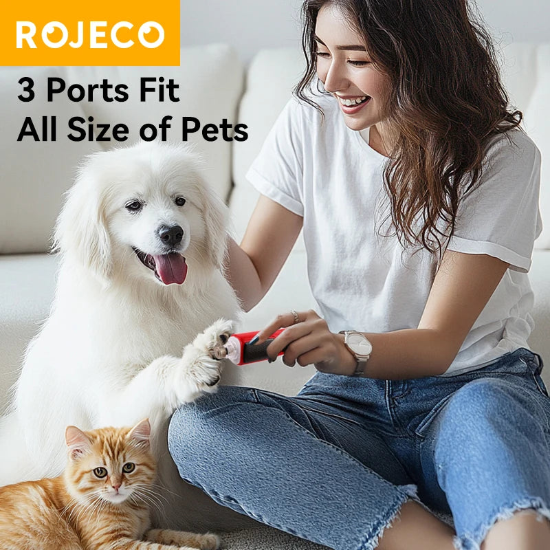 ROJECO Cat and Dog Electric Nail Grinder Rechargeable Paw Grooming Nail Clippers LED Light 7 Speed Adjustable Pet Claw Nail Grinder
