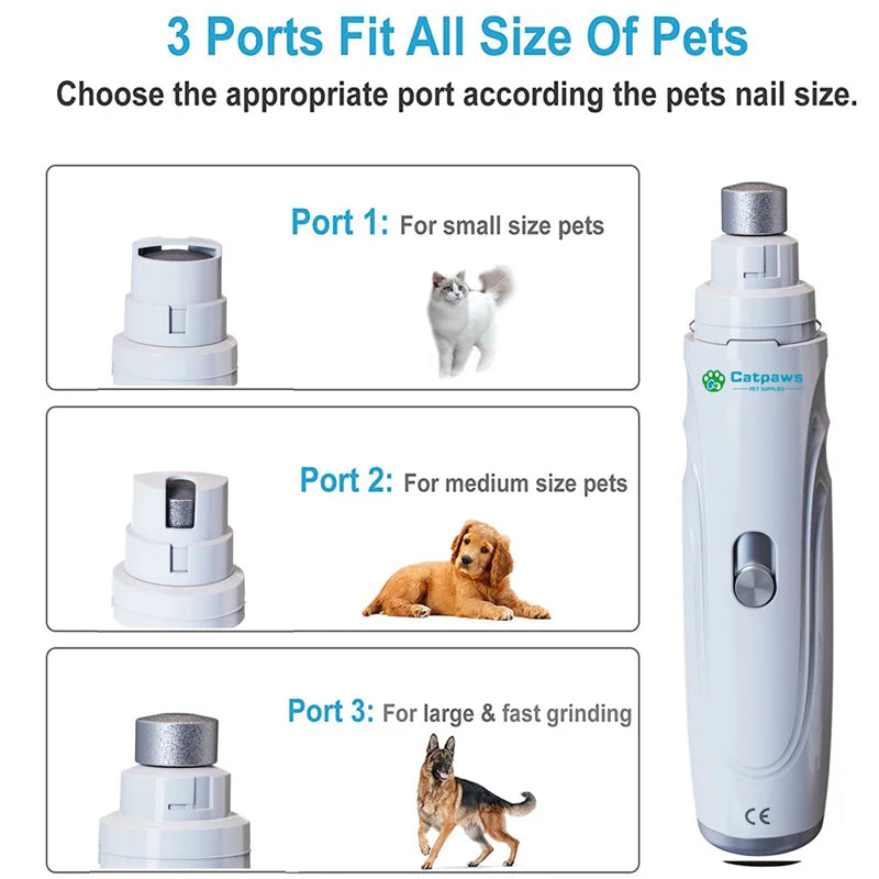 Electric Dog  & Cat Claw Grinder. Rechargeable, Quiet Pet Nail Trimmer & Clipper, 2-Speed for Pets Paws Nail Grooming and Trimming.