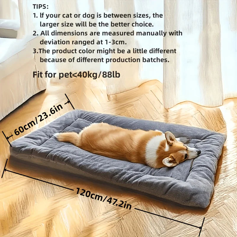 Oversized Plush Dog & Cat Bed and Crate Pad. Ultra Soft Polyester Pet Mat for All Size Cats & Dogs.