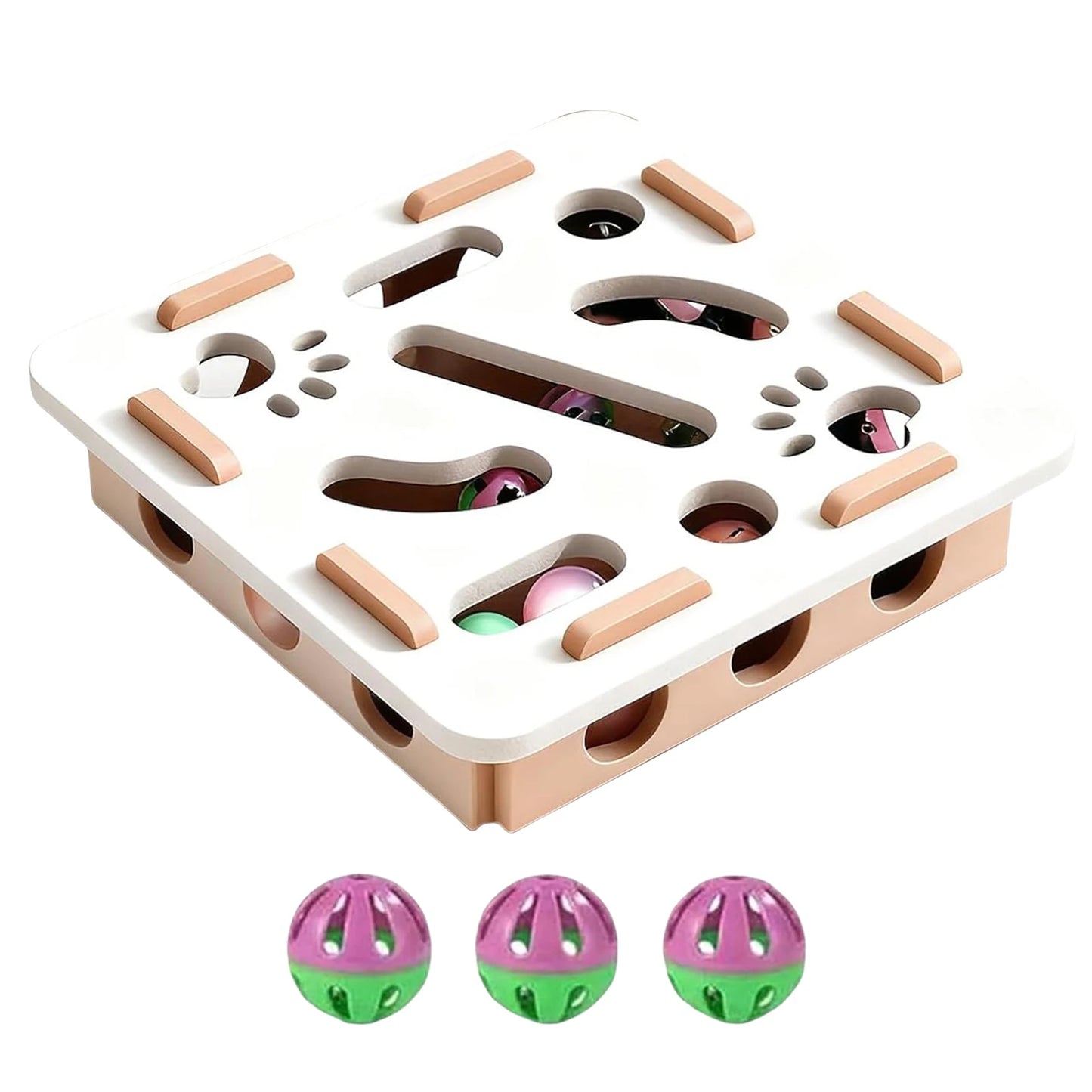 Cat Scratch Puzzle Enrichment Box W/3 Ball Interactive Cat Nail File Enrichment Box Cat Puzzle Toy Puzzle Box for Indoor