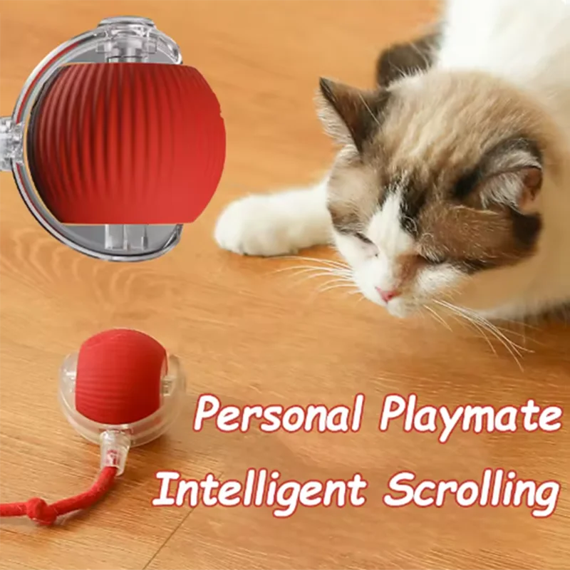 Interactive Self-Play Cat Toy, Automatic Teaser Ball and Rotating Stick, Hands-Free Fun for Kittens