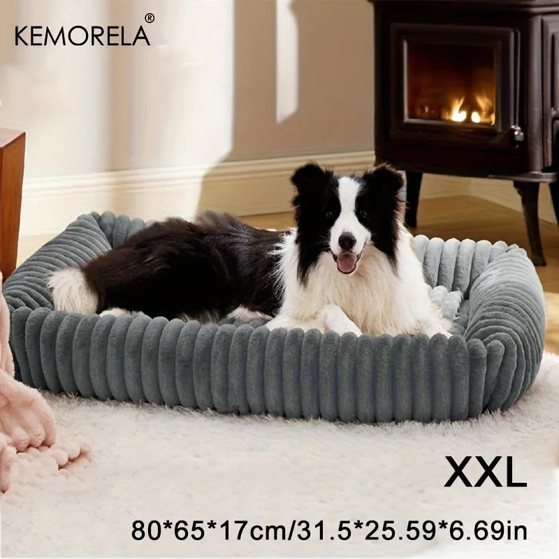 Orthopedic Plush Dog Bed - Mattress with High Resilience Support All Seasons Fluffy Pet Bed for Medium Large Dogs