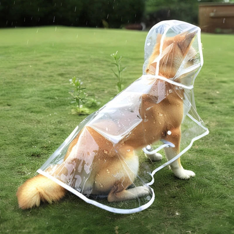 Dog Raincoat Poncho with Belly Coverage, Waterproof Dog Jacket with Hood for Small Dogs, Adjustable Reflective Pet Raincoat