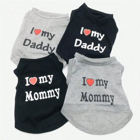 Dog Vest, "I Love My Daddy" Puppy T-Shirt, Summer Sleeveless Vest, Pet Clothing