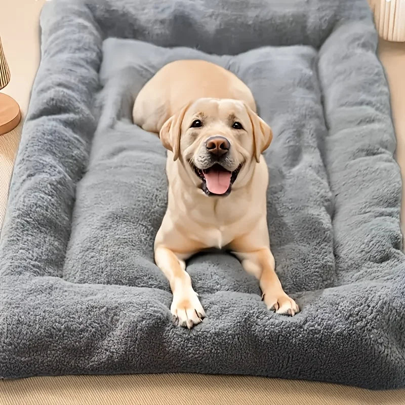 Oversized Plush Dog & Cat Bed and Crate Pad. Ultra Soft Polyester Pet Mat for All Size Cats & Dogs.