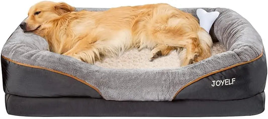 Extra Large Orthopedic Dog Bed with Removable Washable Cover and Squeaker Toy Gift