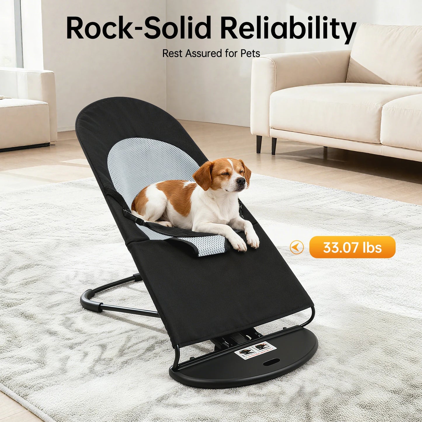 Pet Rocker Bed Foldable Pet Rocking Chair Adjustable Height Puppy Breathable Bed Stainless Steel Bracket Teddy Bulldog Sofa