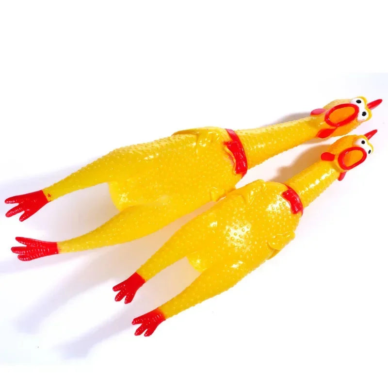 1PC Screaming Chicken Squeezing Sound Toy Pet Dog Chewing Toy Durable And Fun Yellow Rubber Breathable Chicken