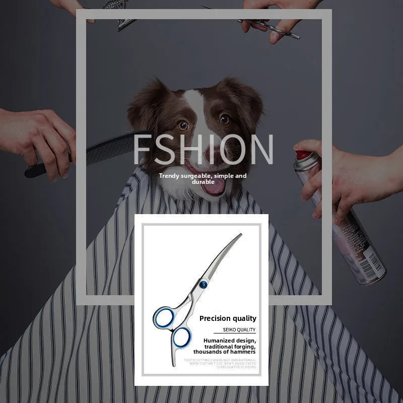 Grooming Scissors Stainless Steel Curved Shears with Round Tip Safety Blades Ergonomic Pet Hair Trimming Tools for Dogs Cats