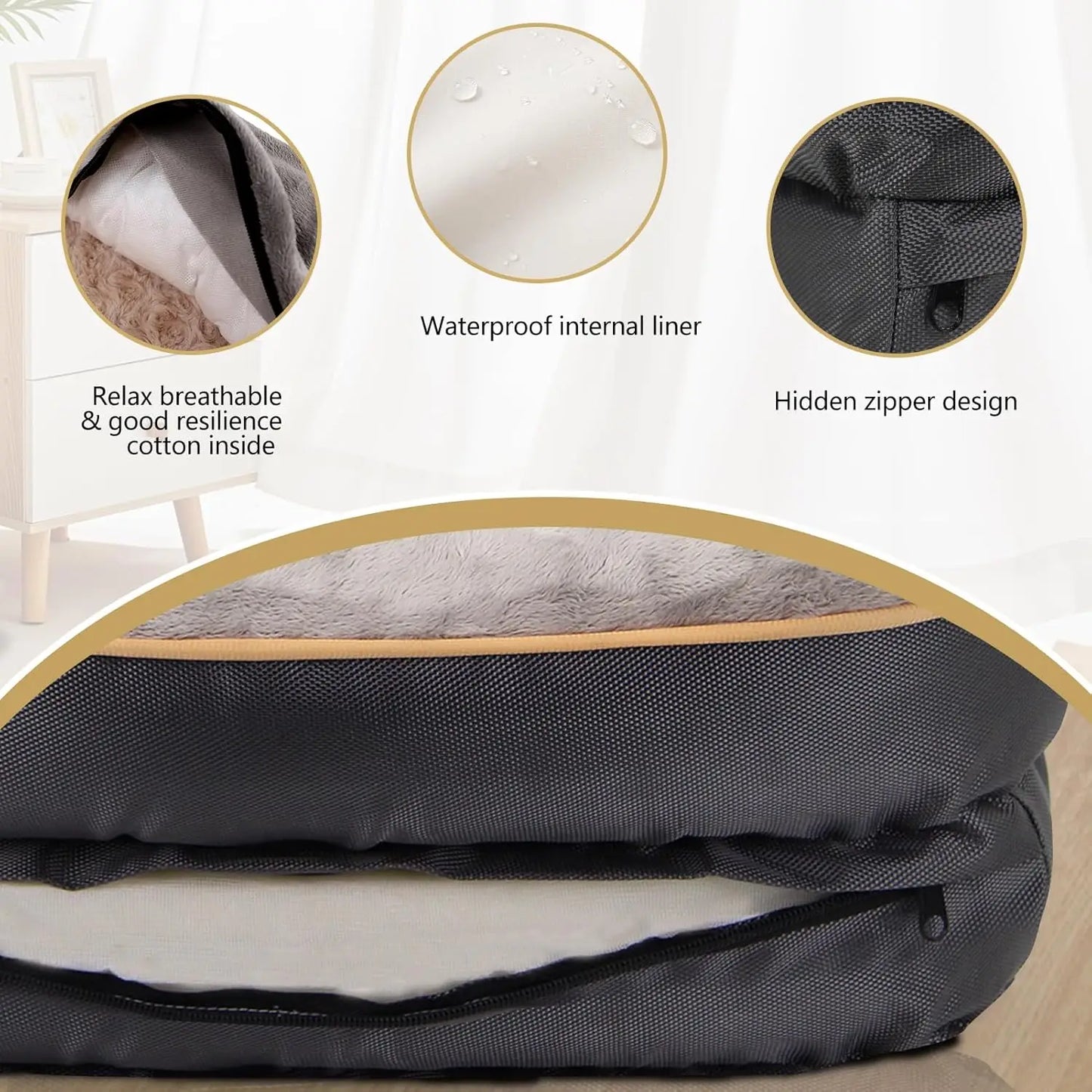 Extra Large Orthopedic Dog Bed with Removable Washable Cover and Squeaker Toy Gift