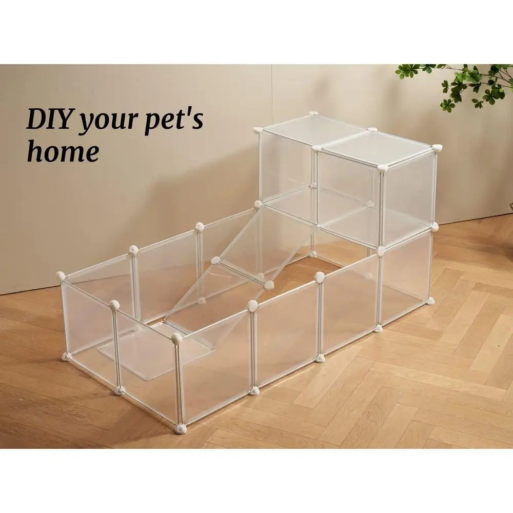Transparent Clear Small Animal Playpen, Guinea Pig Cages, Puppy Dog Playpen, Pet Playpen, Rabbit Bunny Indoor Fence Pen Enclosure