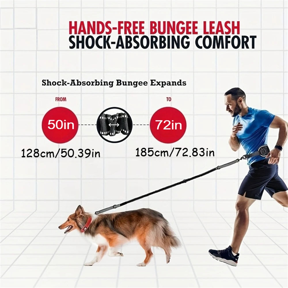 Hands Free Dog Leash Dog with Waist Leash With Lumbar Support Belt. Multifunctional Extendable Dog Leash with Reflective Bungee Leash.