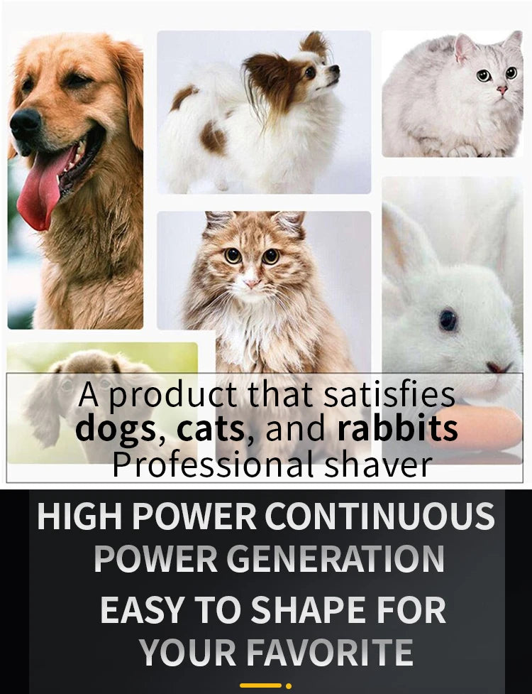 Professional Dog & Cat Hair Clipper. All Metal Rechargeable Pet Trimmer & Shaver with Low Noise level