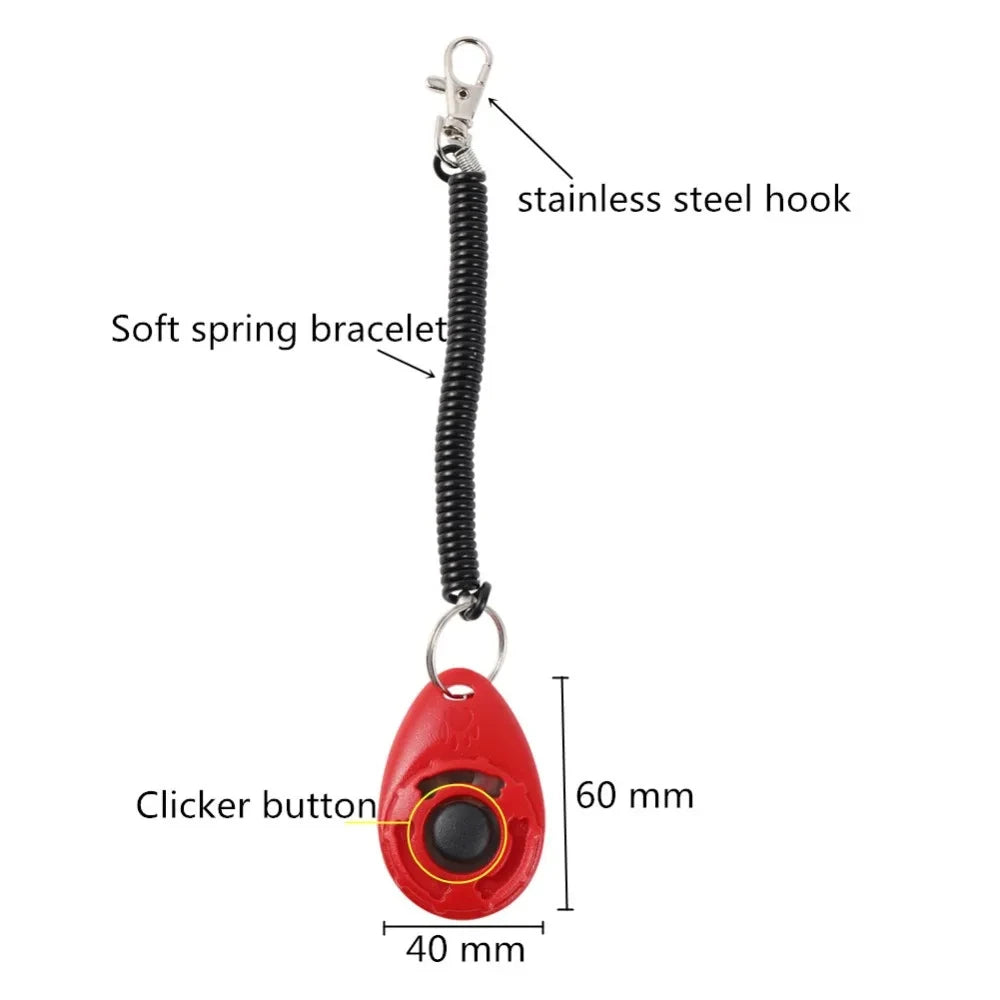 Dog Training Clicker Aid with Adjustable Wrist Strap, Sound Plastic Pet Clicker Trainer and Key Chain.