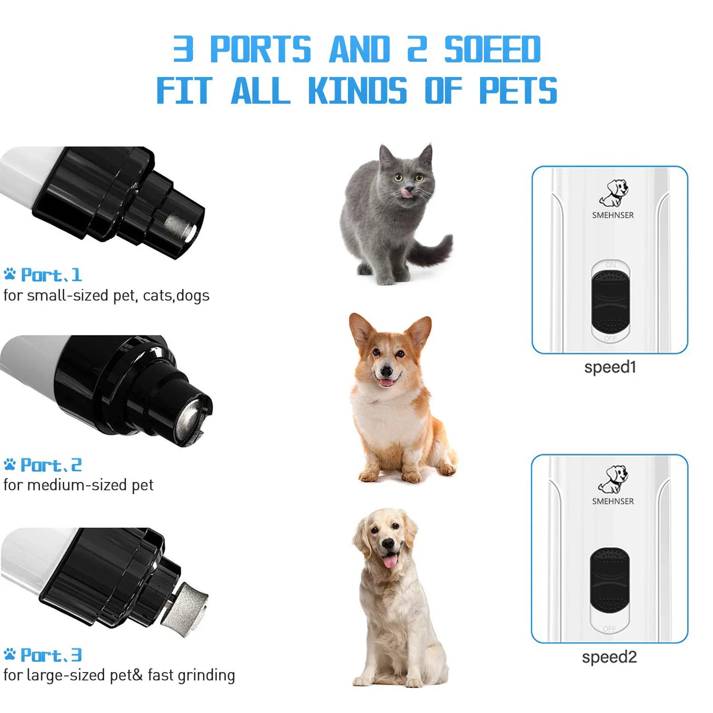 Rechargeable Dog Nail Grinders, USB Charging Pet Nail Clippers, Dog Cat Paws Nail Grinder, Grooming Trimmer Tools
