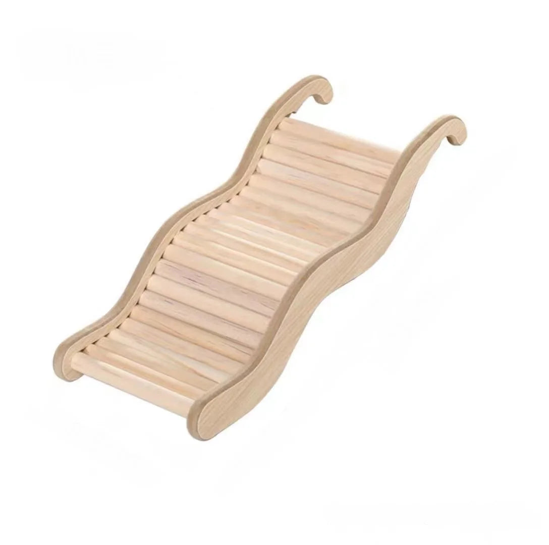 1PC Wooden Wave Style Staircase.  Hamster Toy with  Curved Slide & Chute for Small Animals